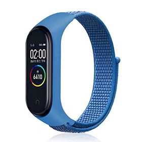 Xiaomi Mi Band 5 Mavi Kordon Hasır Dokuma Kumaş Spor Loop Kordon Kayış