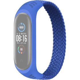 Xiaomi Mi Band 5 Mavi Kordon Hasır Dokuma Kumaş Spor Loop Kordon Kayış