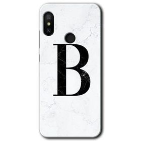 Xiaomi Mi Max 3 Beyaz Mermer Desenli B Harfi Baskılı Uyumlu Silikon Kılıf