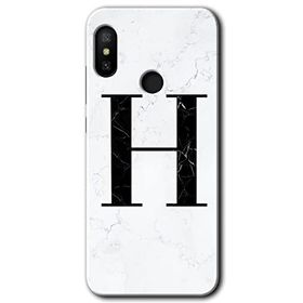 Xiaomi Mi Max 3 Beyaz Mermer Desenli H Harfi Baskılı Uyumlu Silikon Kılıf