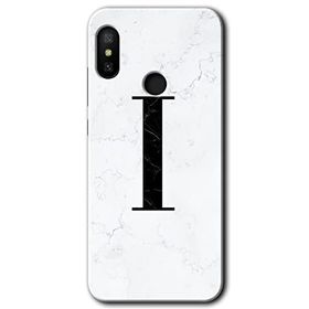 Xiaomi Mi Max 3 Beyaz Mermer Desenli İ Harfi Baskılı Uyumlu Silikon Kılıf
