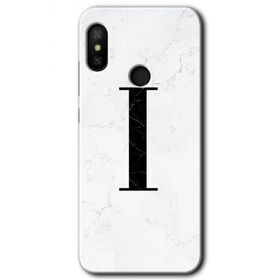 Xiaomi Mi Max 3 Beyaz Mermer Desenli İ Harfi Baskılı Uyumlu Silikon Kılıf