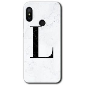 Xiaomi Mi Max 3 Beyaz Mermer Desenli L Harfi Baskılı Uyumlu Silikon Kılıf