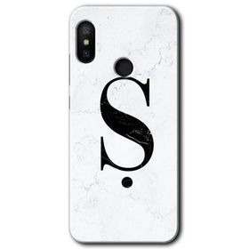 Xiaomi Mi Max 3 Beyaz Mermer Desenli S Harfi Baskılı Uyumlu Silikon Kılıf