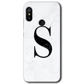 Xiaomi Mi Max 3 Beyaz Mermer Desenli S Harfi Baskılı Uyumlu Silikon Kılıf