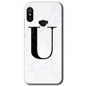 Xiaomi Mi Max 3 Beyaz Mermer Desenli Ü Harfi Baskılı Uyumlu Silikon Kılıf
