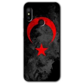 Xiaomi Mi Max 3 Black Ayyıldız Baskılı Uyumlu Silikon Kılıf