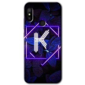 Xiaomi Mi Max 3 Dark Neon Yaprak K Harfi Baskılı Uyumlu Silikon Kılıf