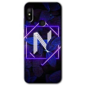 Xiaomi Mi Max 3 Dark Neon Yaprak N Harfi Baskılı Uyumlu Silikon Kılıf