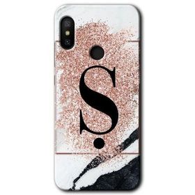 Xiaomi Mi Max 3 Pembe Mermer Desenli S Harfi Baskılı Uyumlu Silikon Kılıf