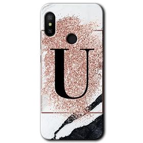 Xiaomi Mi Max 3 Pembe Mermer Desenli Ü Harfi Baskılı Uyumlu Silikon Kılıf