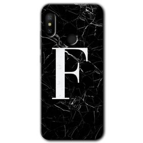 Xiaomi Mi Max 3 Siyah Mermer Desenli F Harfi Baskılı Uyumlu Silikon Kılıf
