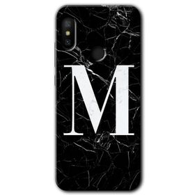 Xiaomi Mi Max 3 Siyah Mermer Desenli F Harfi Baskılı Uyumlu Silikon Kılıf