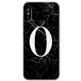 Xiaomi Mi Max 3 Siyah Mermer Desenli O Harfi Baskılı Uyumlu Silikon Kılıf
