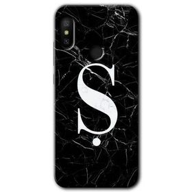 Xiaomi Mi Max 3 Siyah Mermer Desenli S Harfi Baskılı Uyumlu Silikon Kılıf