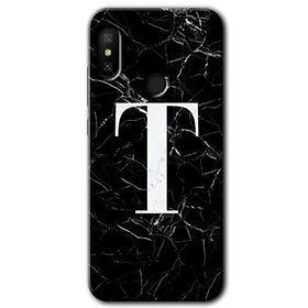 Xiaomi Mi Max 3 Siyah Mermer Desenli T Harfi Baskılı Uyumlu Silikon Kılıf