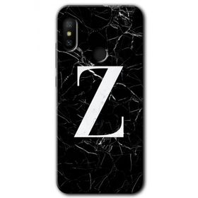 Xiaomi Mi Max 3 Siyah Mermer Desenli Z Harfi Baskılı Uyumlu Silikon Kılıf