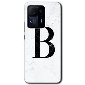 Xiaomi Mi Mix 4 Beyaz Mermer Desenli B Harfi Baskılı Uyumlu Silikon Kılıf