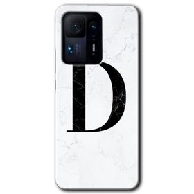 Xiaomi Mi Mix 4 Beyaz Mermer Desenli D Harfi Baskılı Uyumlu Silikon Kılıf