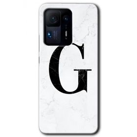 Xiaomi Mi Mix 4 Beyaz Mermer Desenli G Harfi Baskılı Uyumlu Silikon Kılıf