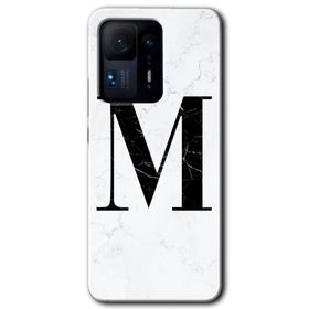 Xiaomi Mi Mix 4 Beyaz Mermer Desenli M Harfi Baskılı Uyumlu Silikon Kılıf