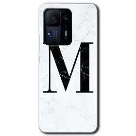 Xiaomi Mi Mix 4 Beyaz Mermer Desenli M Harfi Baskılı Uyumlu Silikon Kılıf