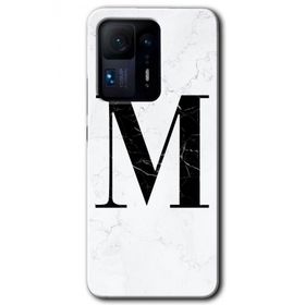Xiaomi Mi Mix 4 Beyaz Mermer Desenli M Harfi Baskılı Uyumlu Silikon Kılıf