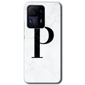 Xiaomi Mi Mix 4 Beyaz Mermer Desenli P Harfi Baskılı Uyumlu Silikon Kılıf