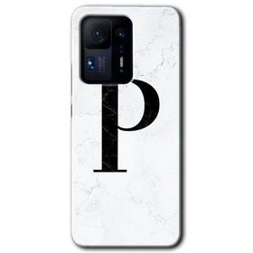 Xiaomi Mi Mix 4 Beyaz Mermer Desenli P Harfi Baskılı Uyumlu Silikon Kılıf