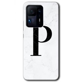 Xiaomi Mi Mix 4 Beyaz Mermer Desenli P Harfi Baskılı Uyumlu Silikon Kılıf