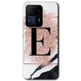 Xiaomi Mi Mix 4 Pembe Mermer Desenli E Harfi Baskılı Uyumlu Silikon Kılıf