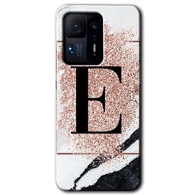 Xiaomi Mi Mix 4 Pembe Mermer Desenli E Harfi Baskılı Uyumlu Silikon Kılıf