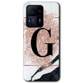 Xiaomi Mi Mix 4 Pembe Mermer Desenli G Harfi Baskılı Uyumlu Silikon Kılıf