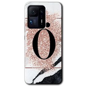 Xiaomi Mi Mix 4 Pembe Mermer Desenli O Harfi Baskılı Uyumlu Silikon Kılıf