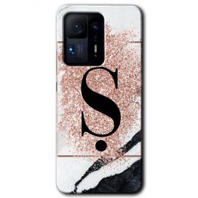 Xiaomi Mi Mix 4 Pembe Mermer Desenli Ş Harfi Baskılı Uyumlu Silikon Kılıf