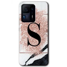 Xiaomi Mi Mix 4 Pembe Mermer Desenli Ş Harfi Baskılı Uyumlu Silikon Kılıf