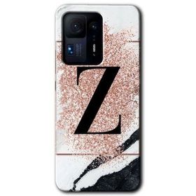 Xiaomi Mi Mix 4 Pembe Mermer Desenli Z Harfi Baskılı Uyumlu Silikon Kılıf