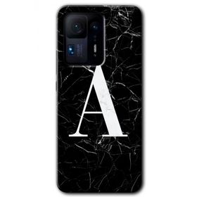 Xiaomi Mi Mix 4 Siyah Mermer Desenli A Harfi Baskılı Uyumlu Silikon Kılıf