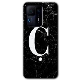 Xiaomi Mi Mix 4 Siyah Mermer Desenli Ç Harfi Baskılı Uyumlu Silikon Kılıf