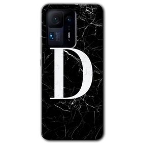 Xiaomi Mi Mix 4 Siyah Mermer Desenli D Harfi Baskılı Uyumlu Silikon Kılıf