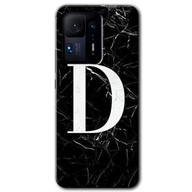 Xiaomi Mi Mix 4 Siyah Mermer Desenli D Harfi Baskılı Uyumlu Silikon Kılıf
