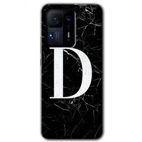 Xiaomi Mi Mix 4 Siyah Mermer Desenli D Harfi Baskılı Uyumlu Silikon Kılıf