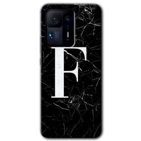 Xiaomi Mi Mix 4 Siyah Mermer Desenli F Harfi Baskılı Uyumlu Silikon Kılıf