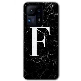 Xiaomi Mi Mix 4 Siyah Mermer Desenli F Harfi Baskılı Uyumlu Silikon Kılıf