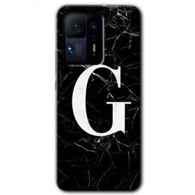 Xiaomi Mi Mix 4 Siyah Mermer Desenli G Harfi Baskılı Uyumlu Silikon Kılıf