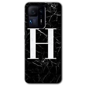 Xiaomi Mi Mix 4 Siyah Mermer Desenli H Harfi Baskılı Uyumlu Silikon Kılıf
