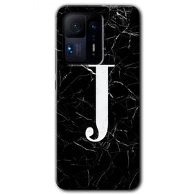 Xiaomi Mi Mix 4 Siyah Mermer Desenli J Harfi Baskılı Uyumlu Silikon Kılıf
