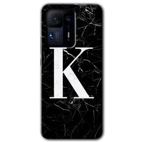 Xiaomi Mi Mix 4 Siyah Mermer Desenli K Harfi Baskılı Uyumlu Silikon Kılıf