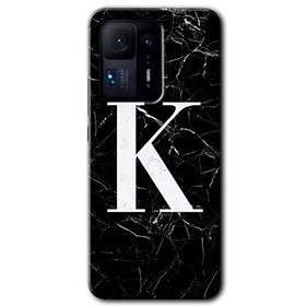 Xiaomi Mi Mix 4 Siyah Mermer Desenli K Harfi Baskılı Uyumlu Silikon Kılıf