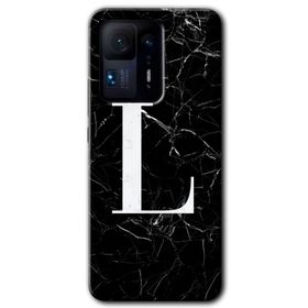 Xiaomi Mi Mix 4 Siyah Mermer Desenli L Harfi Baskılı Uyumlu Silikon Kılıf